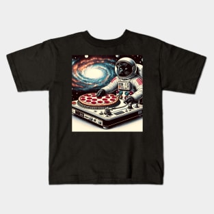 Dj Pizza Cat in Space Kids T-Shirt